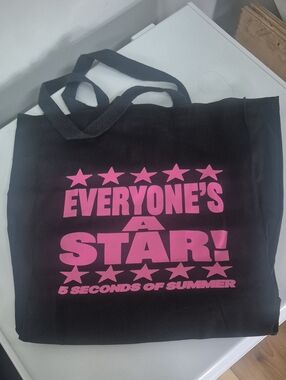 5 Seconds Of Summer Black Tote with Pink 'Everyone's A Star' Print